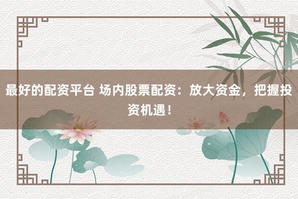 最好的配资平台 场内股票配资：放大资金，把握投资机遇！