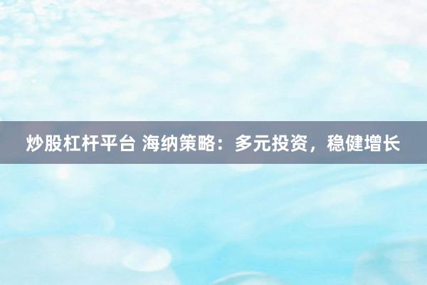 炒股杠杆平台 海纳策略：多元投资，稳健增长
