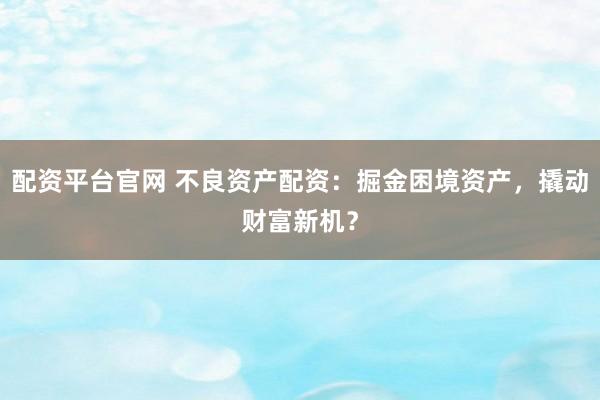 配资平台官网 不良资产配资：掘金困境资产，撬动财富新机？