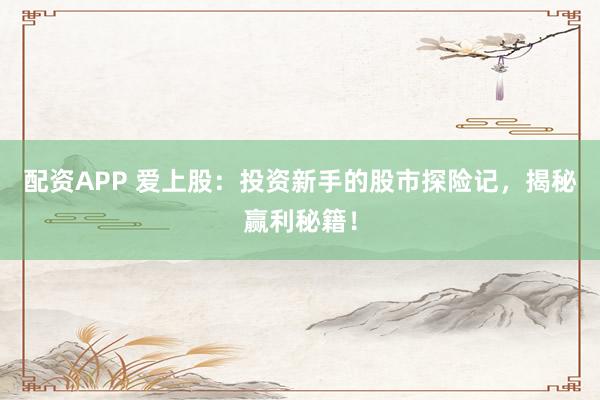 配资APP 爱上股：投资新手的股市探险记，揭秘赢利秘籍！
