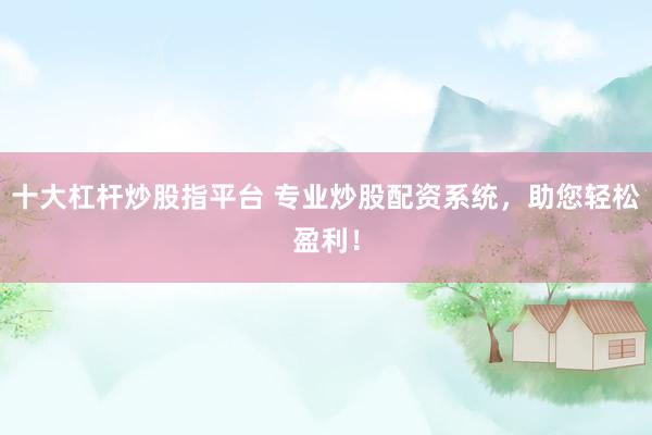十大杠杆炒股指平台 专业炒股配资系统，助您轻松盈利！