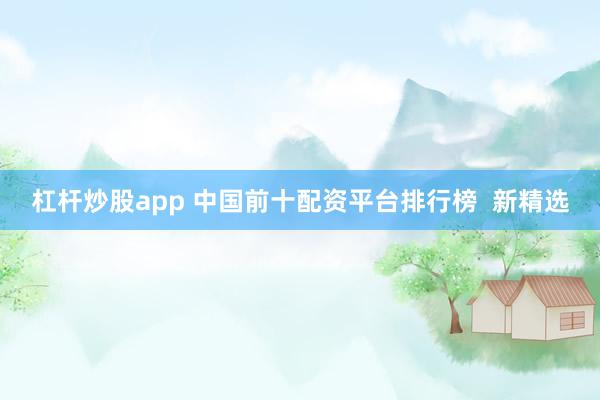 杠杆炒股app 中国前十配资平台排行榜  新精选