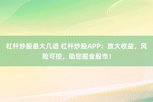 杠杆炒股最大几倍 杠杆炒股APP：放大收益，风险可控，助您掘金股市！