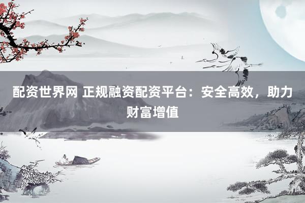 配资世界网 正规融资配资平台：安全高效，助力财富增值