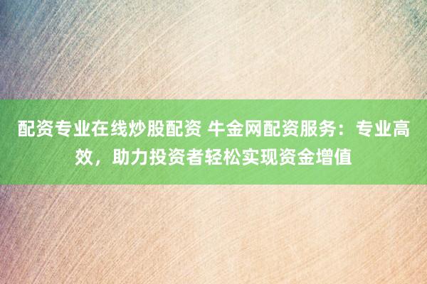 配资专业在线炒股配资 牛金网配资服务：专业高效，助力投资者轻松实现资金增值