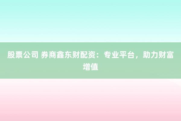 股票公司 券商鑫东财配资:专业平台,助力财富增值