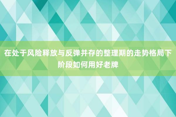 在处于风险释放与反弹并存的整理期的走势格局下阶段如何用好老牌