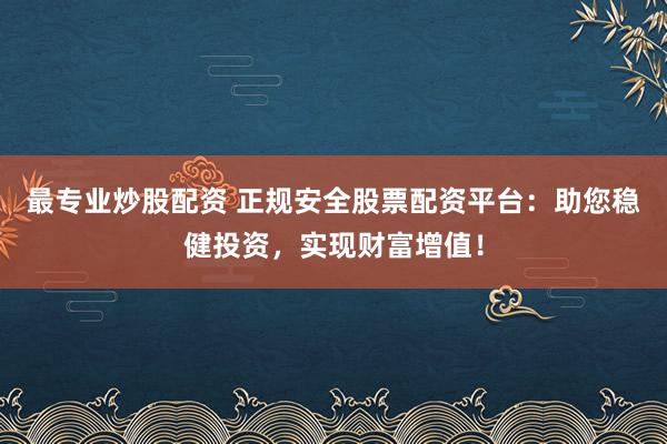 最专业炒股配资 正规安全股票配资平台：助您稳健投资，实现财富增值！