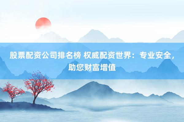 股票配资公司排名榜 权威配资世界：专业安全，助您财富增值