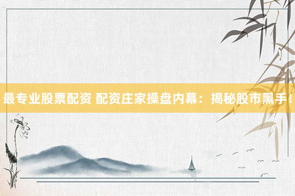最专业股票配资 配资庄家操盘内幕：揭秘股市黑手！
