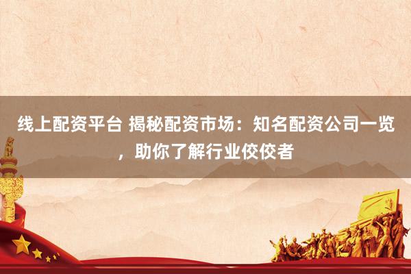 线上配资平台 揭秘配资市场：知名配资公司一览，助你了解行业佼佼者