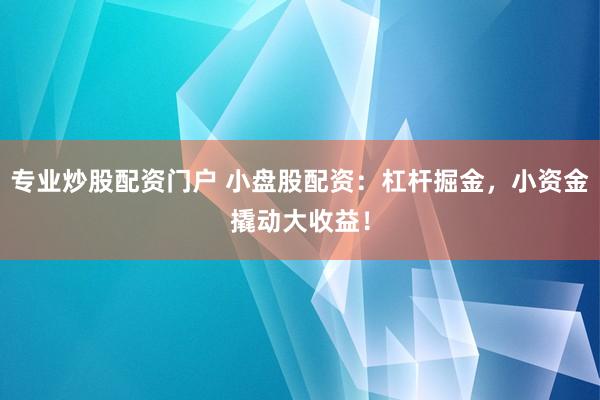 专业炒股配资门户 小盘股配资：杠杆掘金，小资金撬动大收益！